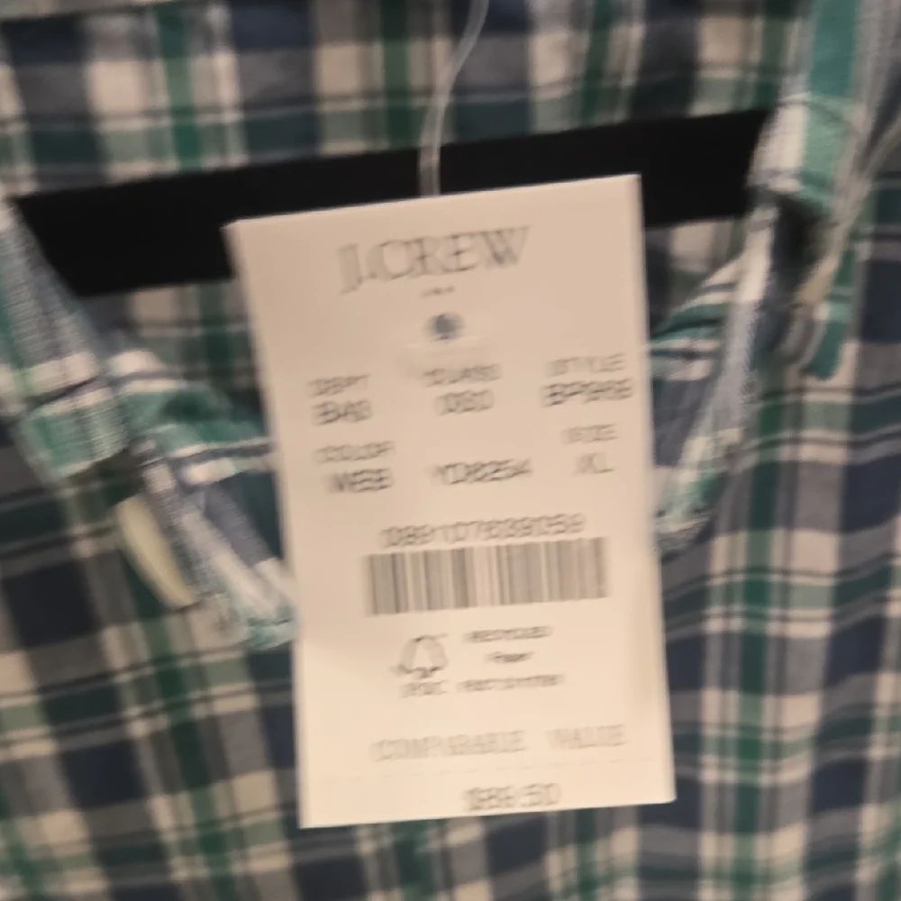 J. Crew Navy and Green Checkered Shirt